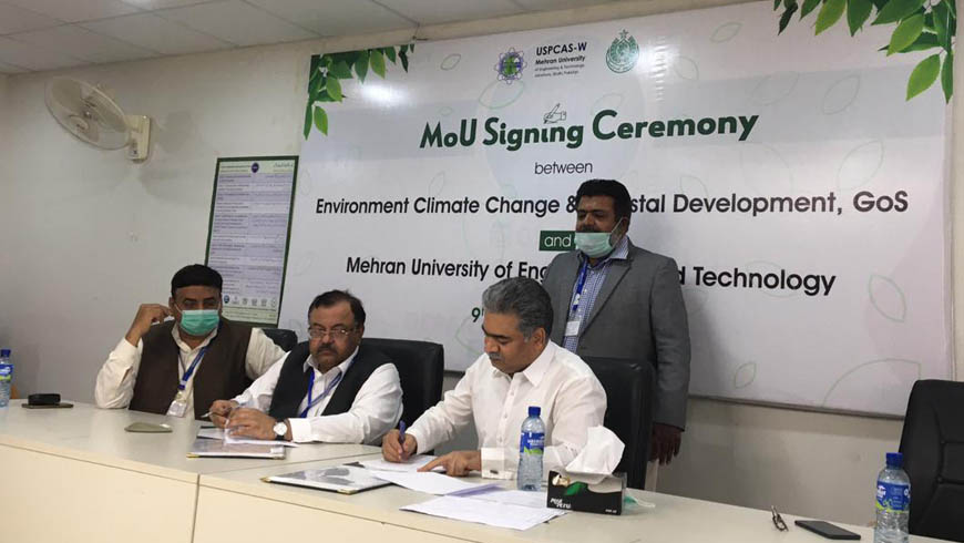 Mehran UET And Environment, Climate Change, & Coastal Development Department Government of Sindh signed a MoU for five years