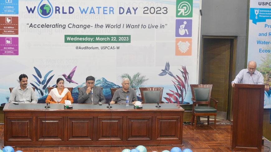 The celebration of World Water Day under the theme “Accelerating Change: The World I Want to Live in” organised by the USPCAS-W, MUET Jamshoro, in collaboration with WaterAid